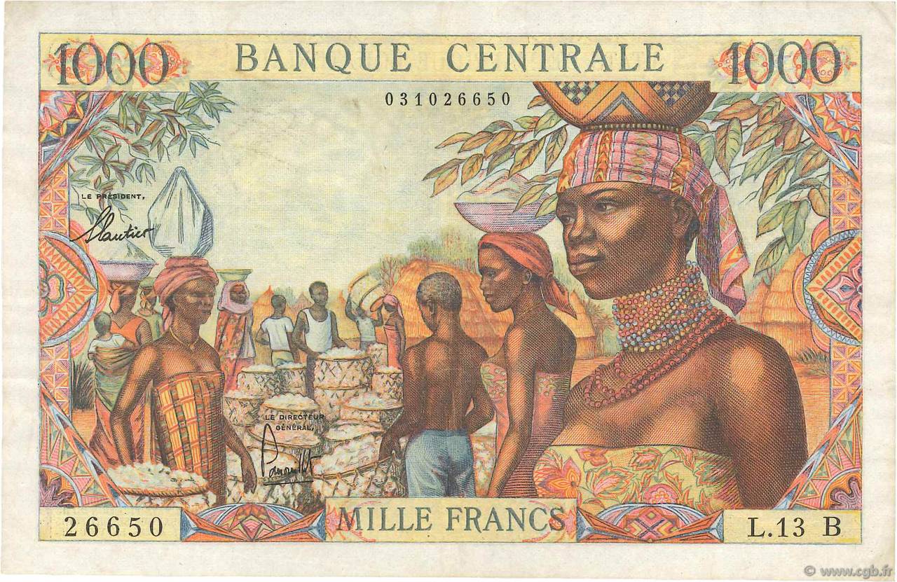 1000 Francs ÉTATS DE L AFRIQUE ÉQUATORIALE  1962 P.05f TB+