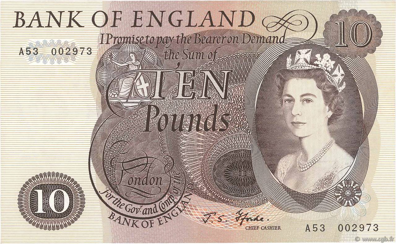 10 Pounds ENGLAND  1966 P.376b fVZ