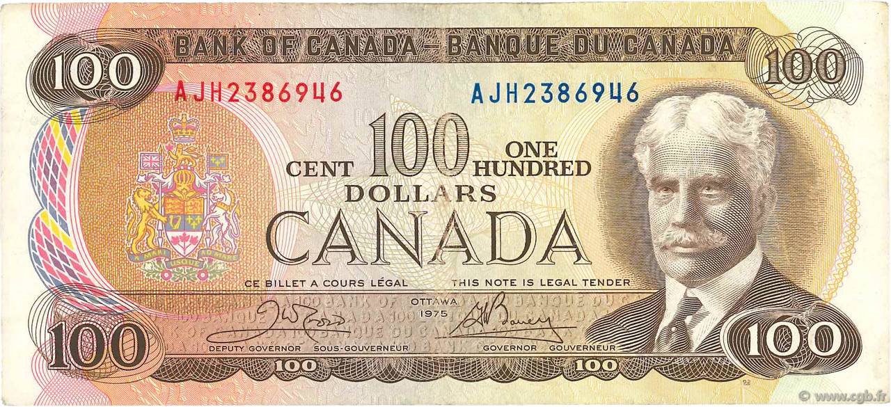 100 Dollars KANADA  1975 P.091b SS