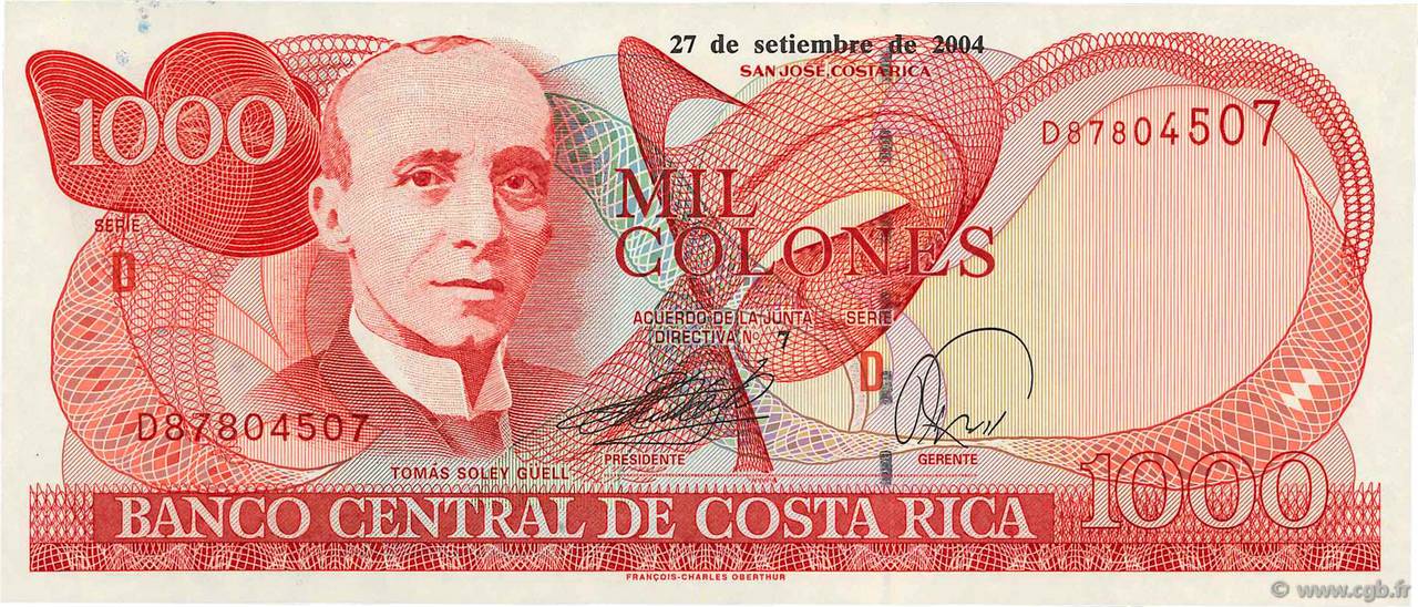 1000 Colones COSTA RICA  2004 P.264e ST