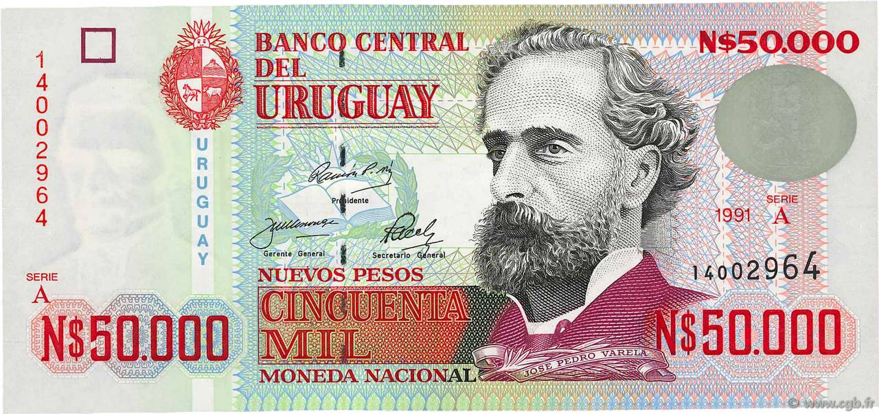50000 Nuevos Pesos URUGUAY  1991 P.070b q.FDC