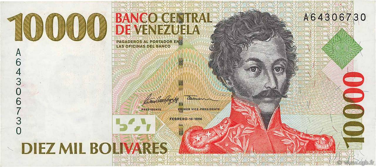 10000 Bolivares VENEZUELA  1998 P.081 SC+