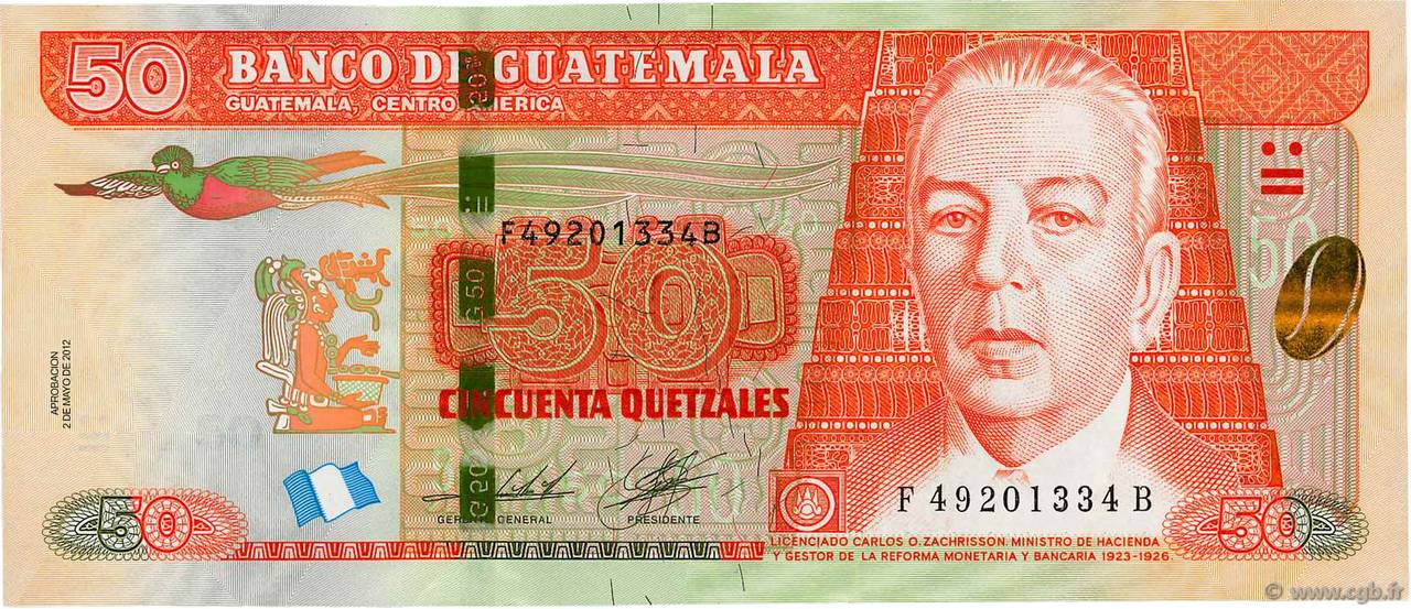 50 Quetzales GUATEMALA  2012 P.125 UNC