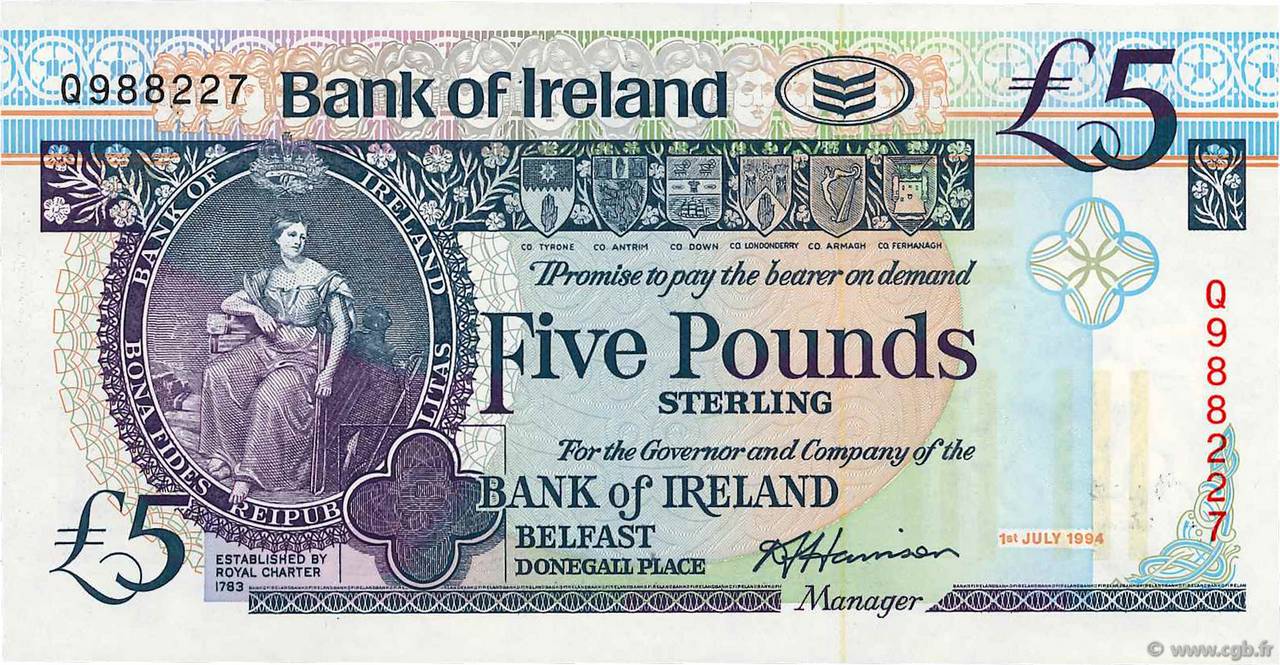 5 Pounds IRLANDE DU NORD  1994 P.070c NEUF