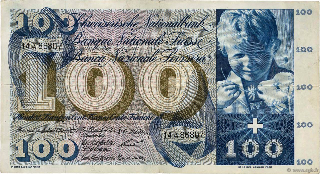 100 Francs SUISSE  1957 P.49b SS