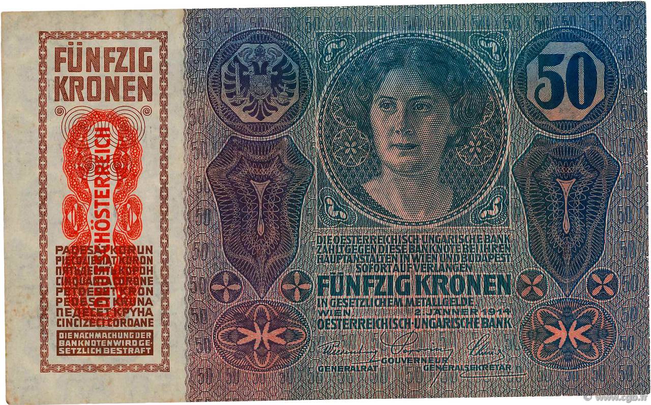 50 Kronen AUSTRIA  1919 P.054a BB
