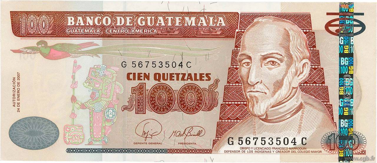 100 Quetzales GUATEMALA  2007 P.114b NEUF