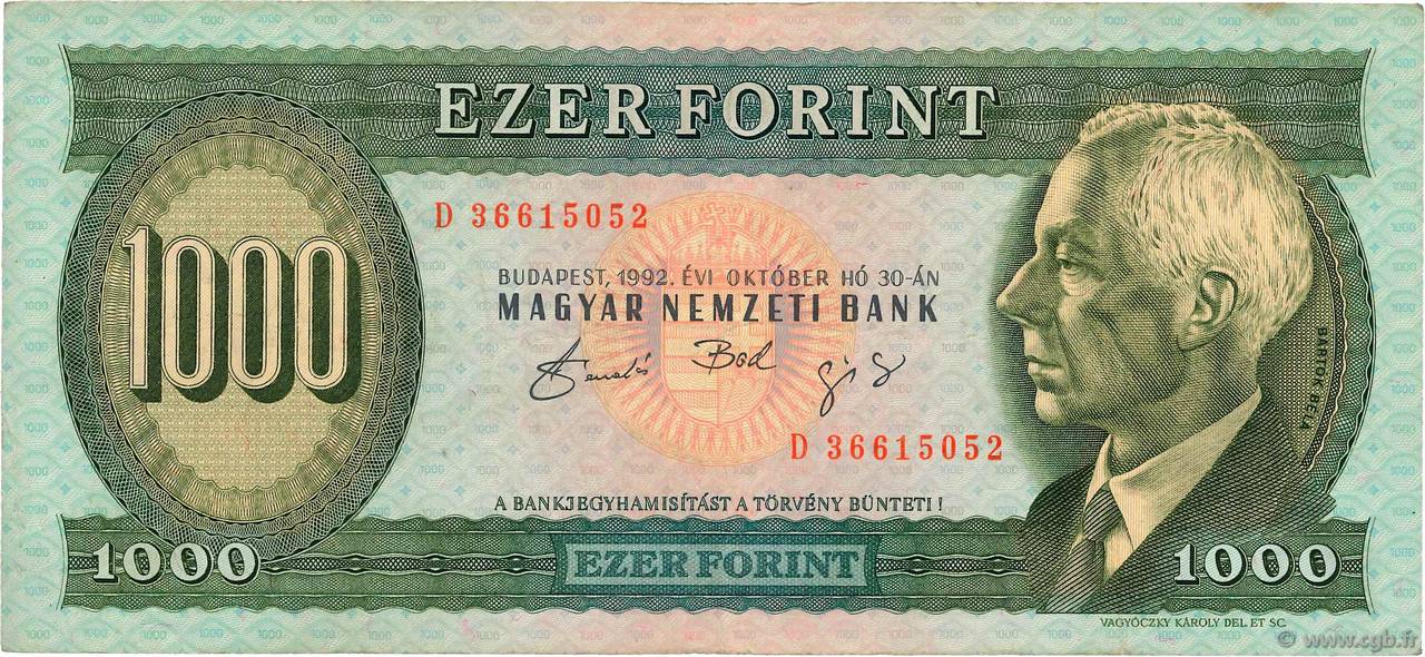 1000 Forint HONGRIE  1992 P.176a TTB
