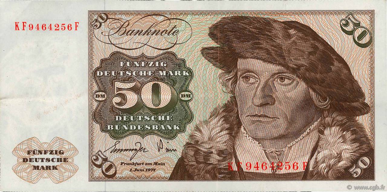 50 Deutsche Mark GERMAN FEDERAL REPUBLIC  1977 P.33b VF