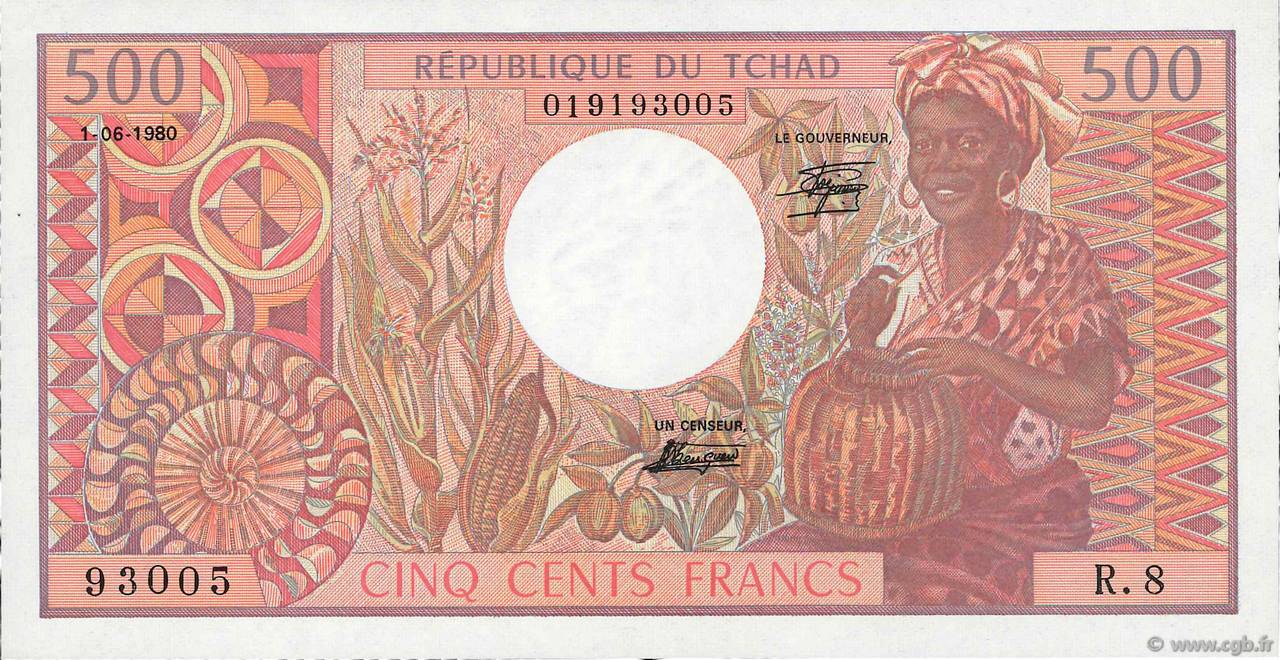 500 Francs CHAD  1980 P.06 UNC-