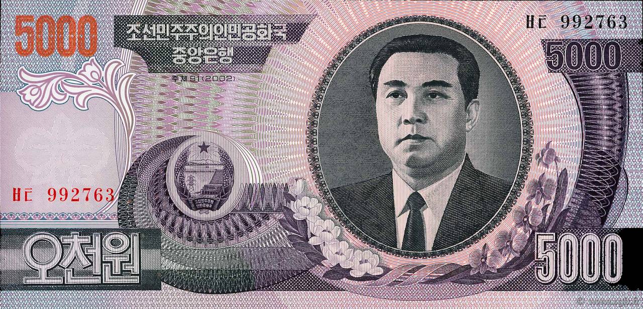 5000 Won NORDKOREA  2002 P.46a ST