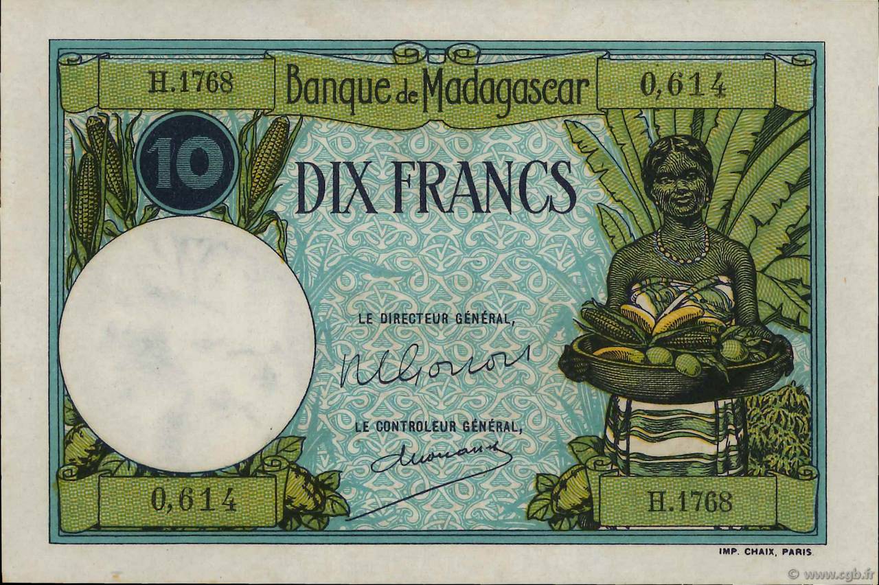 10 Francs MADAGASKAR  1948 P.036 fST+