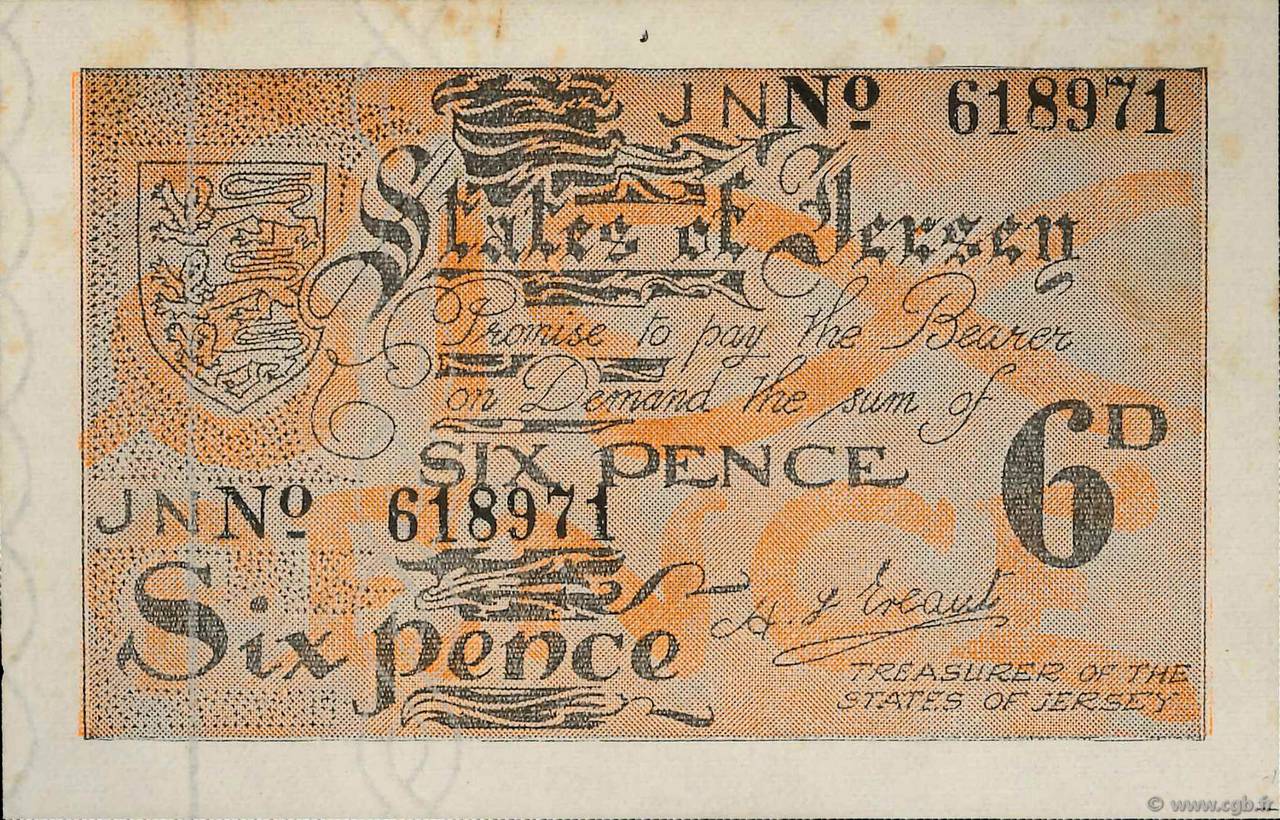 6 pence JERSEY  1941 P.01a VZ+