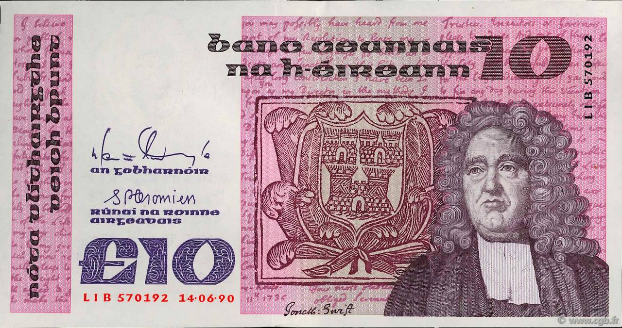 10 Pounds IRLAND  1990 P.072c VZ