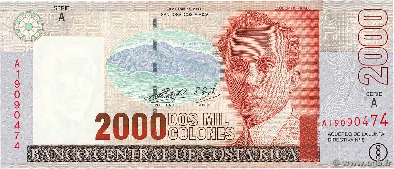 2000 Colones  COSTA RICA  2003 P.265d pr.NEUF