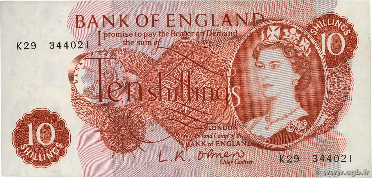 10 Shillings ANGLETERRE  1961 P.373a SUP