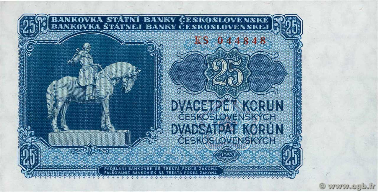 25 Korun CECOSLOVACCHIA  1953 P.084b FDC