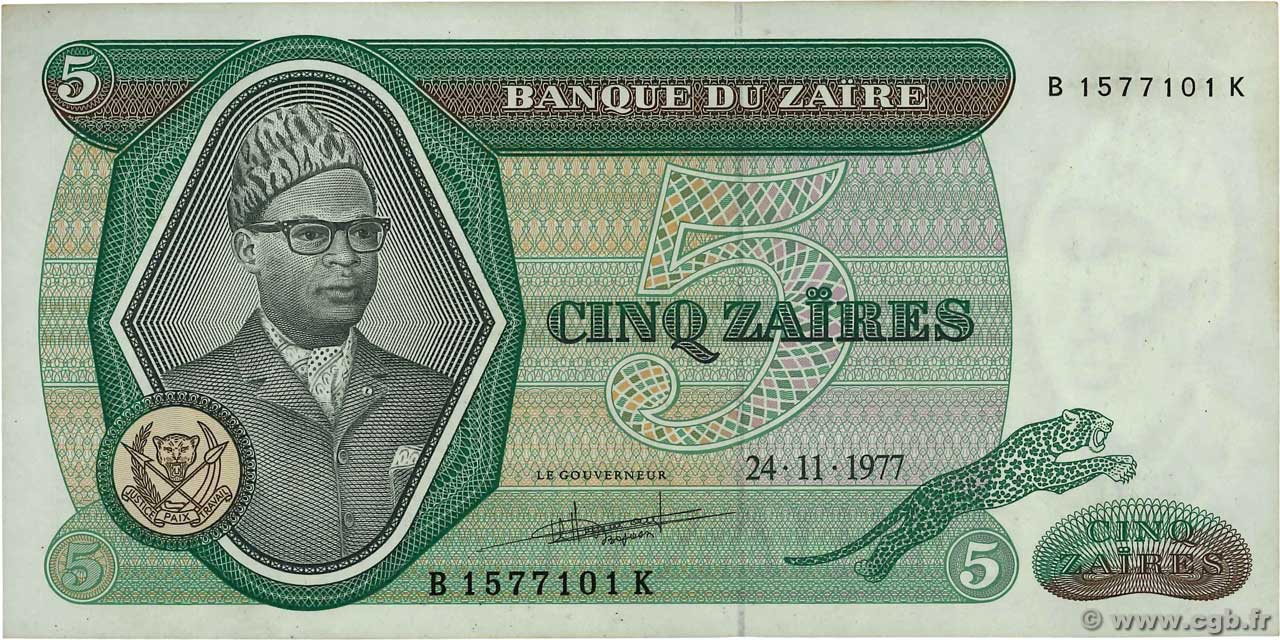 5 Zaïres ZAÏRE  1977 P.21b EBC
