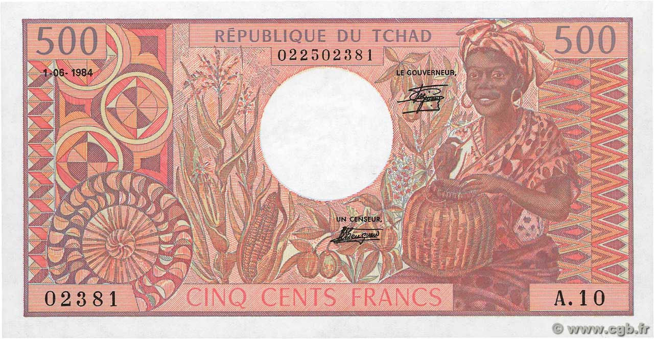 500 Francs CHAD  1984 P.06 SC+