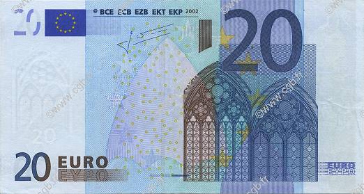 20 Euro Fauté EUROPA  2002 €.120.21 VF+