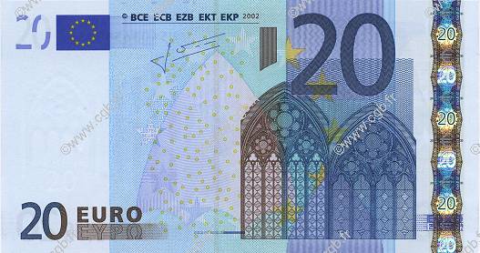 20 Euro Fauté EUROPA  2002 €.120.21 XF+