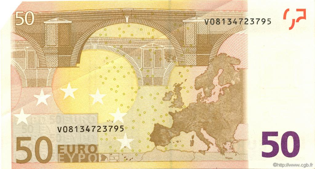 Billet De 50 Euros 2002 50 Euro Fauté EUROPE 2002 €.130.11 b91_0258 Billets
