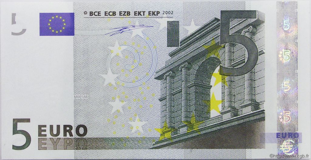 5 Euro Petit numéro EUROPA  2002 €.100.10 UNC