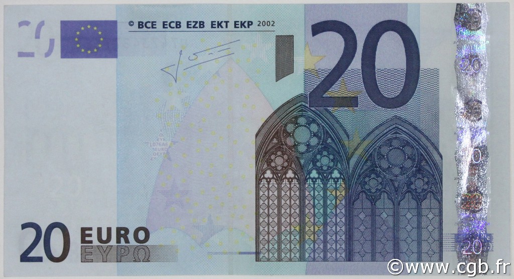 20 Euro Fauté EUROPA  2002 €.120.26 XF