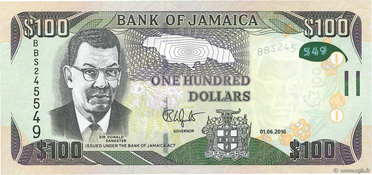 100 Dollars GIAMAICA  2016 P.New FDC