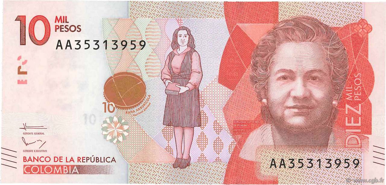 10000 Pesos COLOMBIA  2015 P.460 UNC