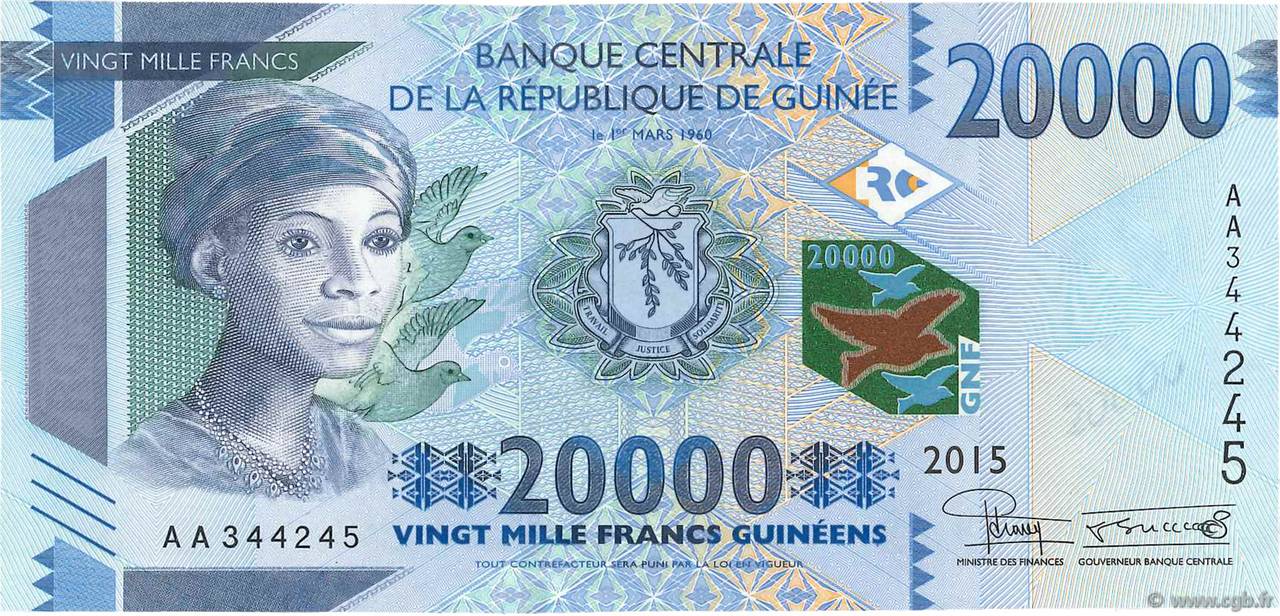 20000 Francs  GUINEA  2015 P.50 UNC