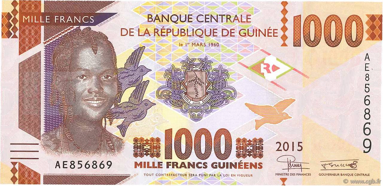 1000 Francs  GUINEA  2015 P.48 FDC