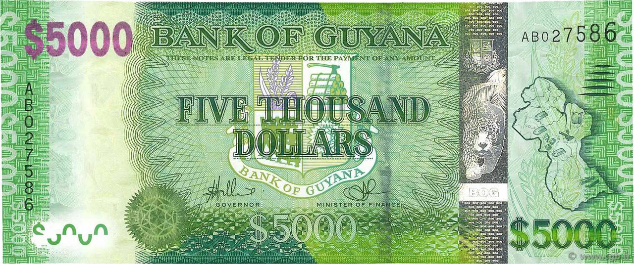 5000 Dollars GUYANA  2013 P.40 FDC