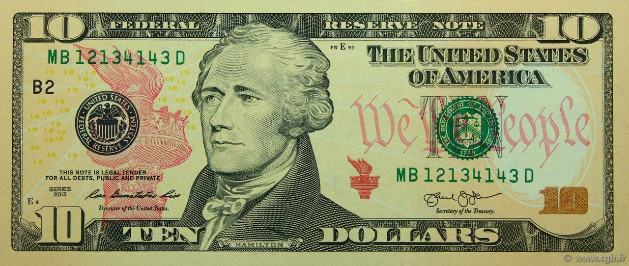 10 Dollars ÉTATS-UNIS D&nbsp;AMÉRIQUE New York 2013 P.540 pr.NEUF