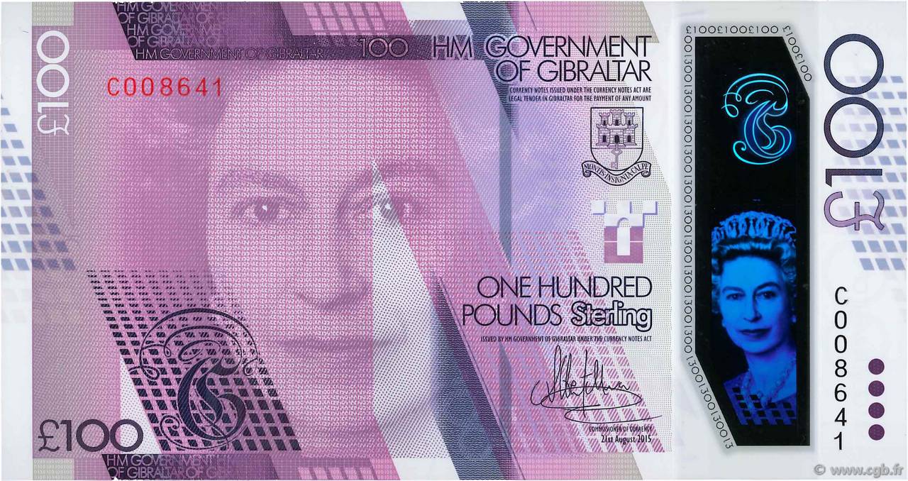 100 Pounds Sterling GIBRALTAR  2017 P.New NEUF