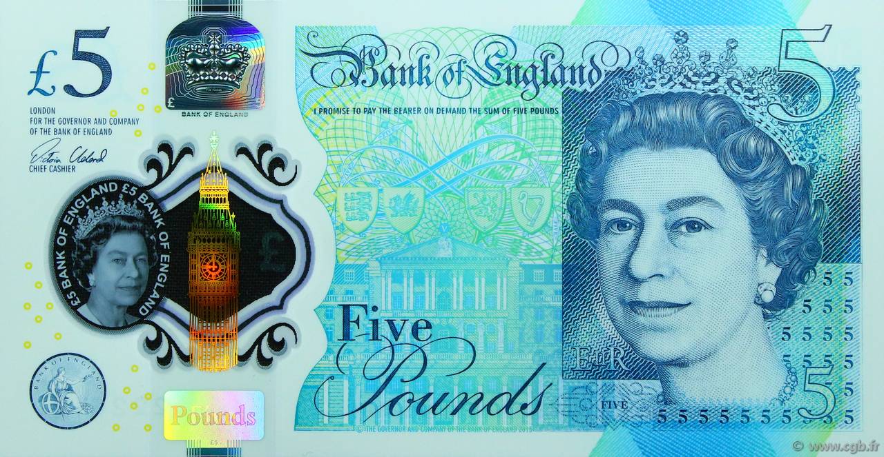 5 Pounds ANGLETERRE  2015 P.394 NEUF