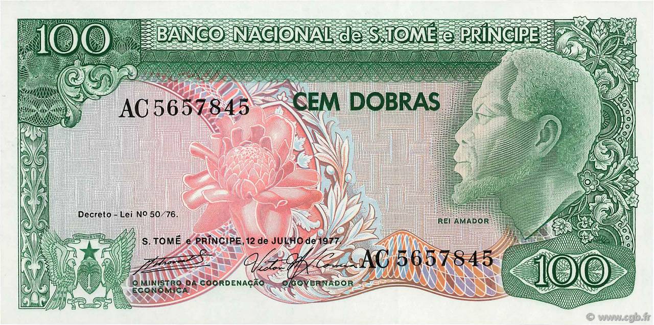 100 Dobras SAO TOMÉ Y PRíNCIPE  1977 P.053a FDC