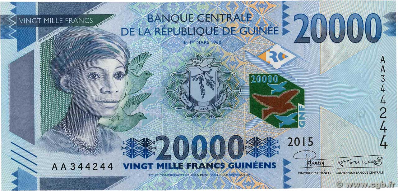 20000 Francs  GUINÉE  2015 P.50 NEUF