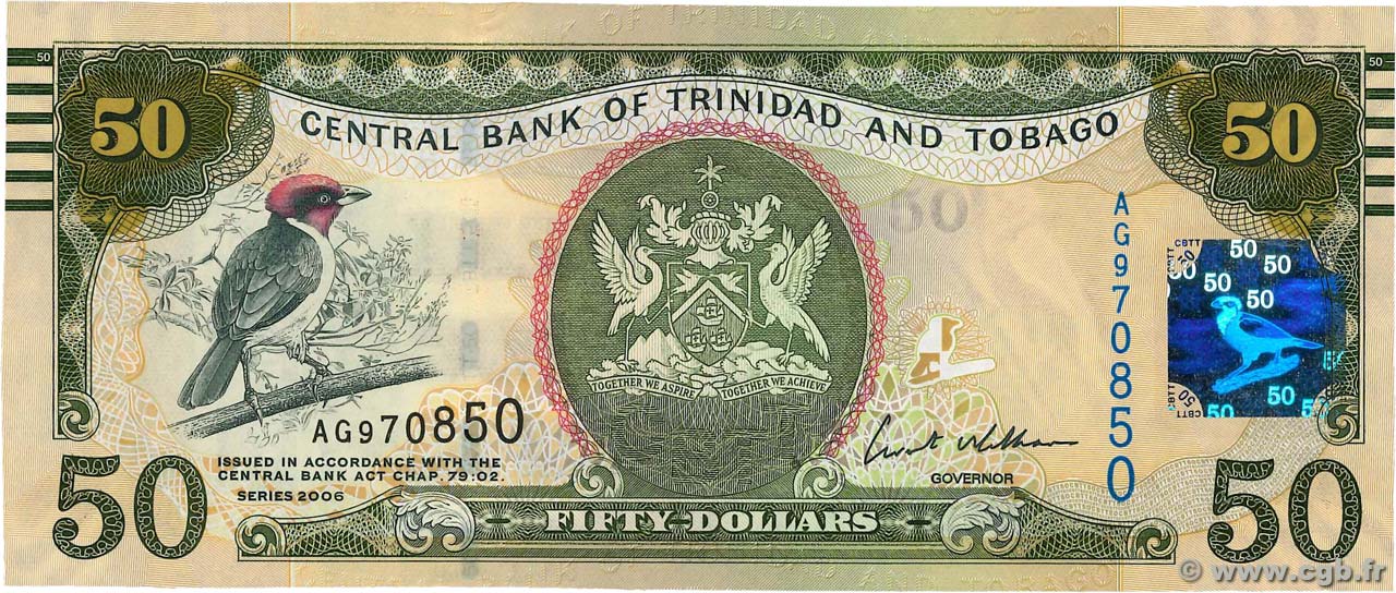 50 Dollars TRINIDAD and TOBAGO  2006 P.50 UNC