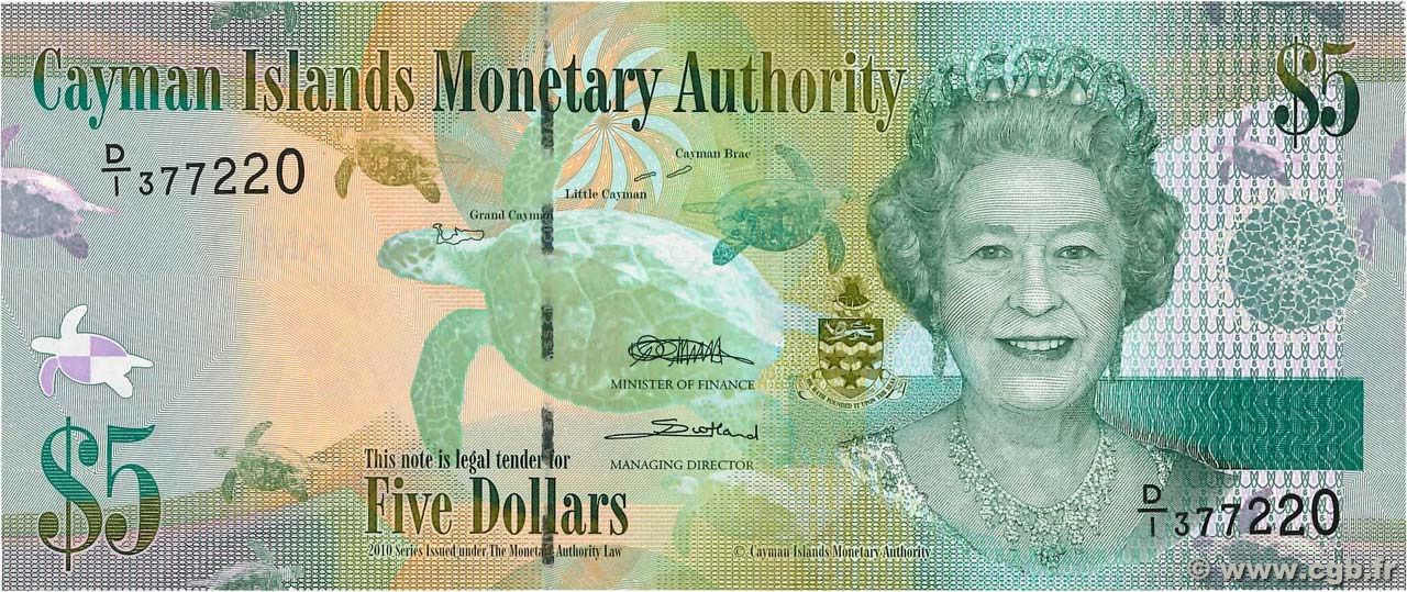 5 Dollars CAYMANS ISLANDS  2010 P.39a UNC