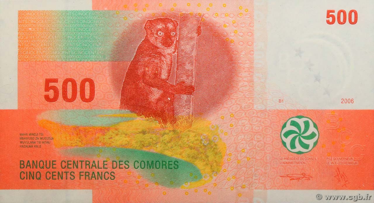 500 Francs KOMOREN  2006 P.15b ST