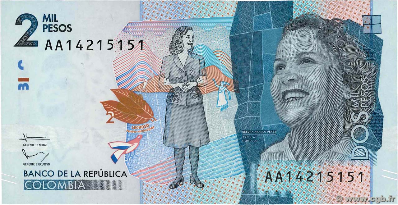2000 Pesos KOLUMBIEN  2015 P.458 ST