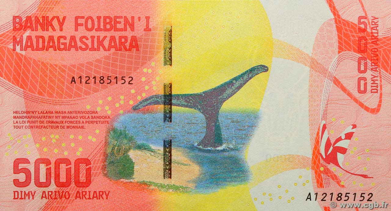 5000 Ariary MADAGASCAR  2017 P.102 NEUF