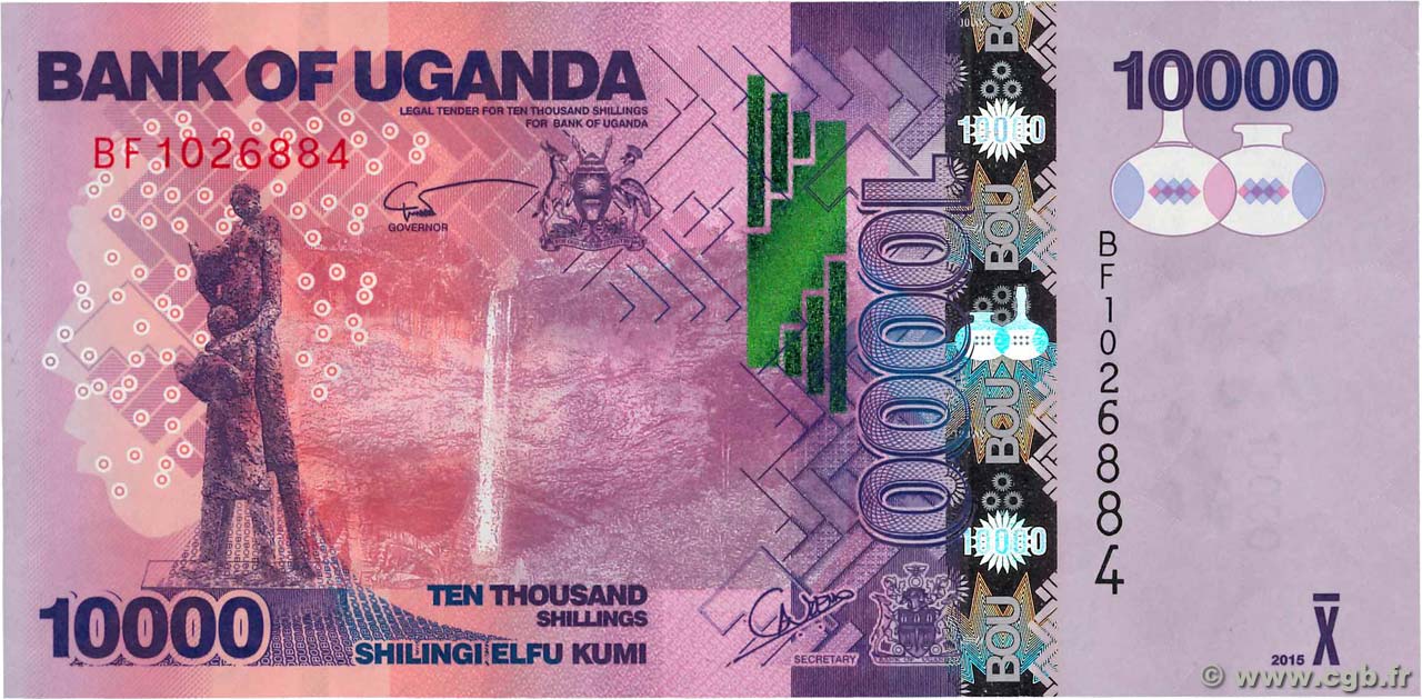 10,000 2016 UNC 2015 Uganda 10000 Shillings P-NEW 52d