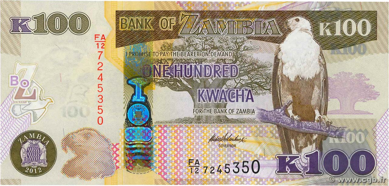100 Kwacha ZAMBIA  2012 P.54a FDC