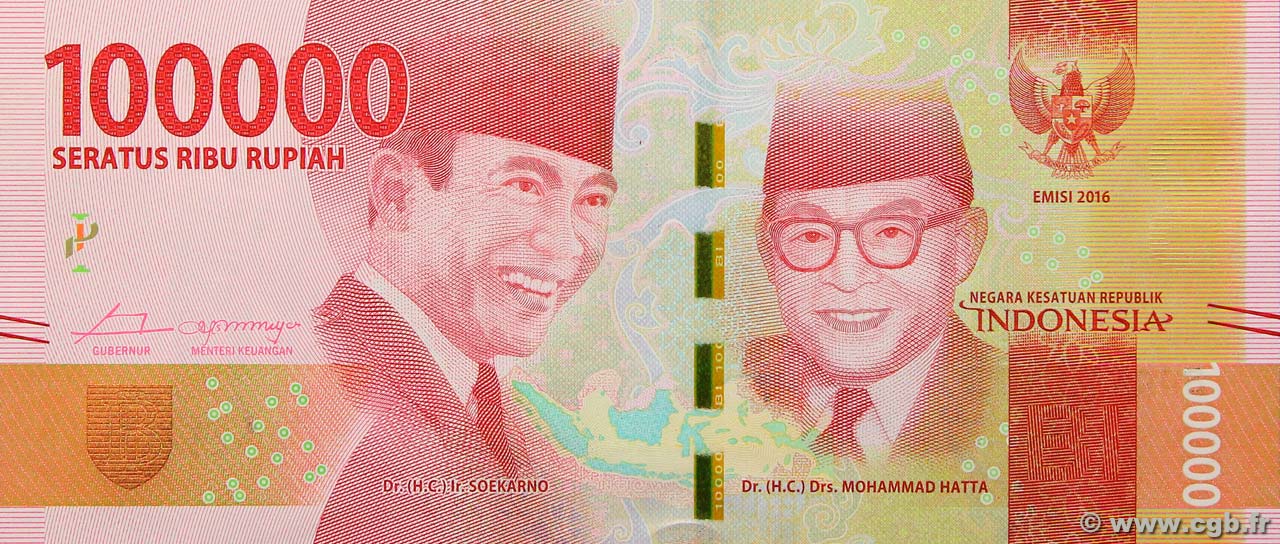 100000 Rupiah INDONESIA  2016 P.160a UNC