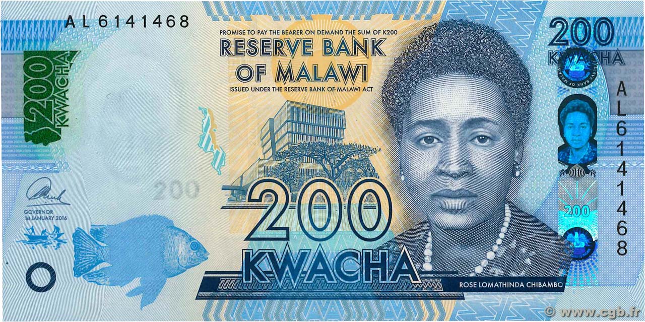 200 Kwacha MALAWI  2016 P.60c UNC