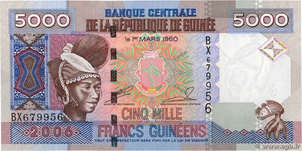 5000 Francs Guinéens GUINÉE  2006 P.41a NEUF