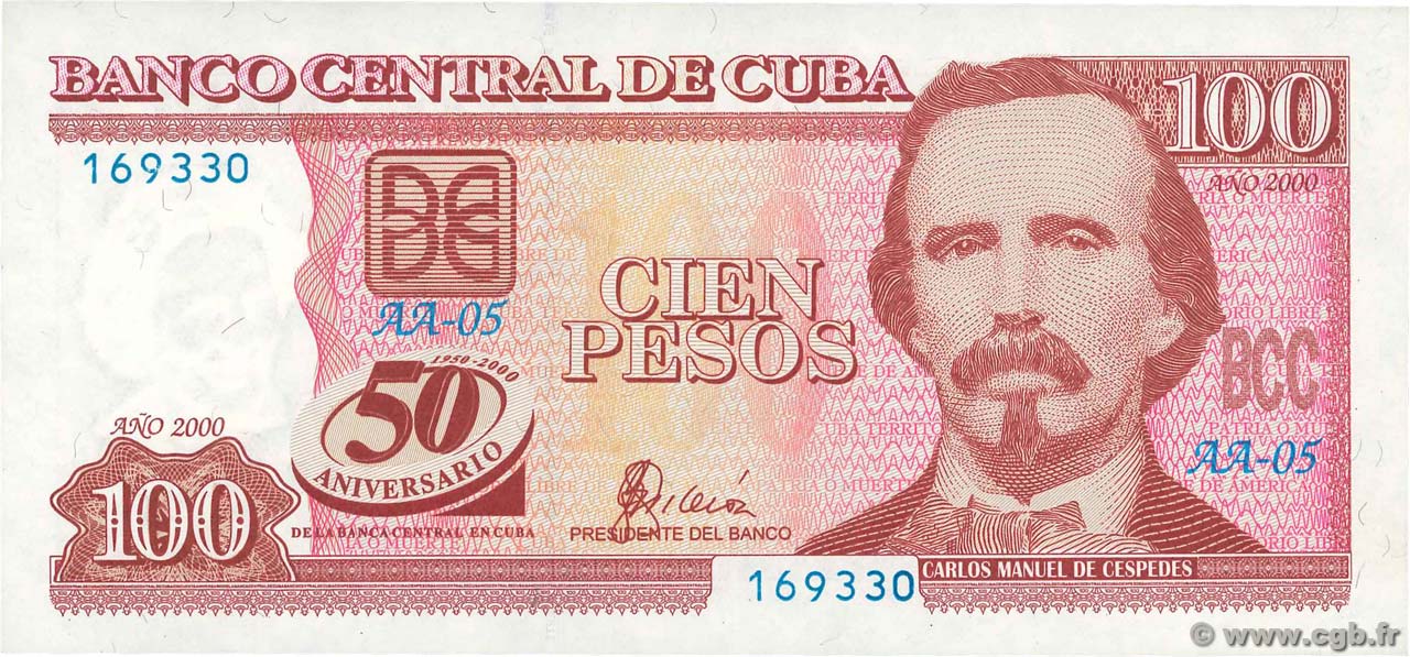 100 Pesos CUBA  2000 P.120 FDC