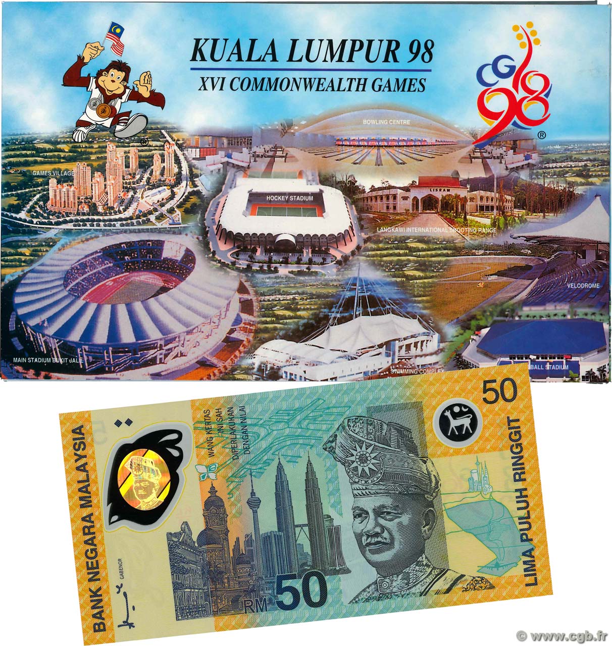 50 Ringgit Malasia 1998 P 45 B91 1339 Billetes